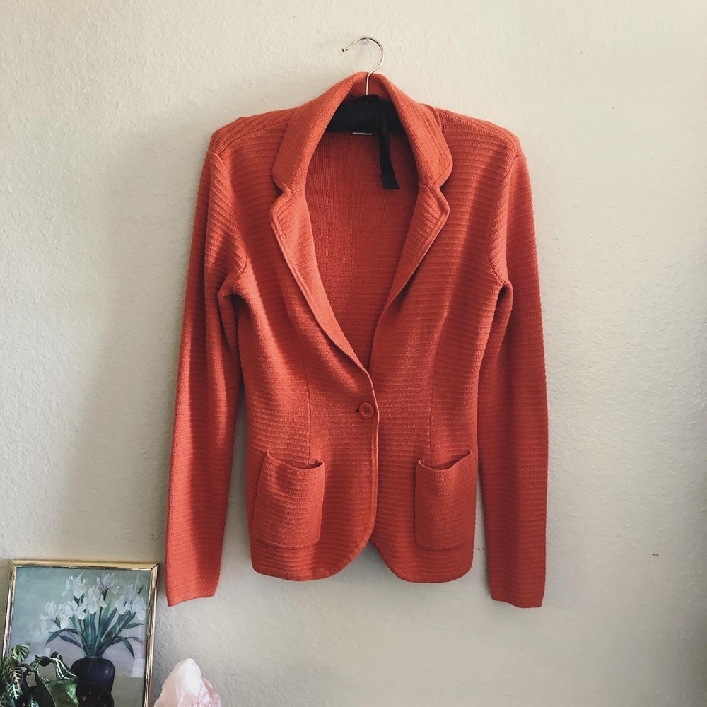 WDNY orange Thanksgiving sweater blazer w/ pockets